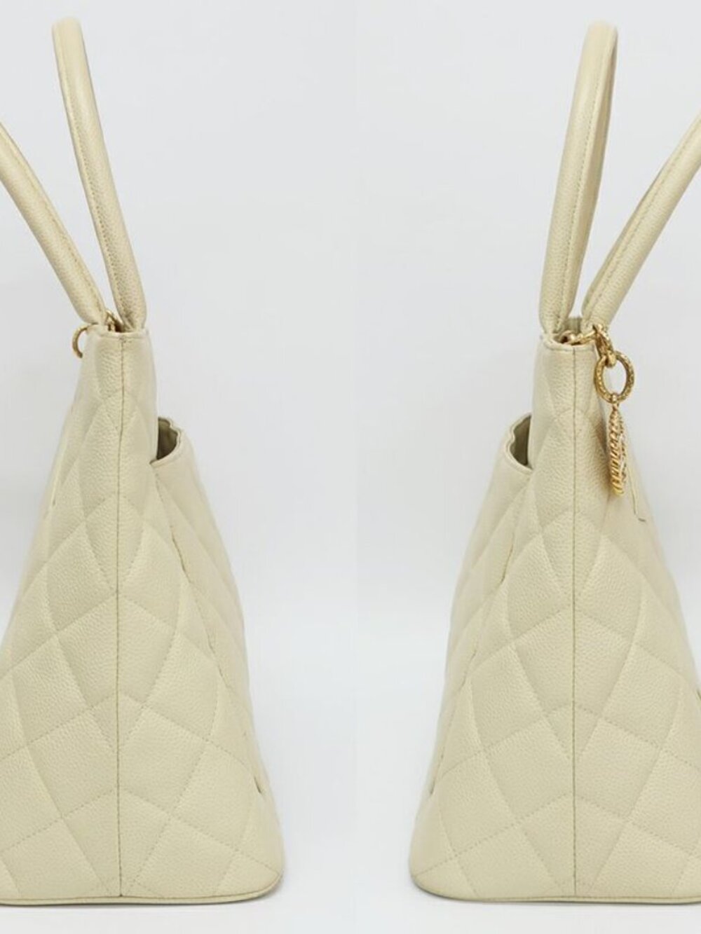 Chanel Medallion Tote Ivory Caviar Leather Handbag - Picture 4 of 10